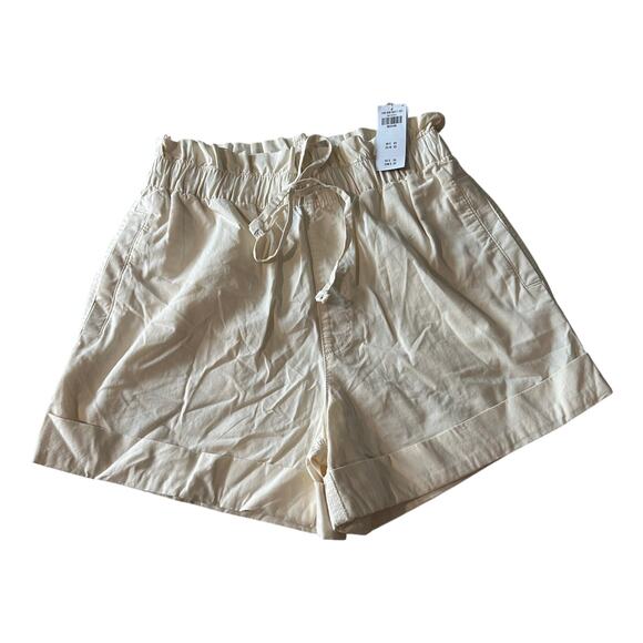 Abercrombie & Fitch Cream Twill Paper Bag Cuffed Pull on Shorts M - Picture 2 of 11
